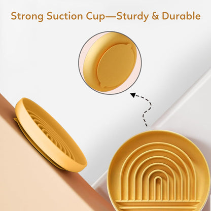 Slow Feeder Dog Bowls, Silicone Dog Bowl with Suction Cups, Slow Feeder & Non-Slip Design, Boredom and Anxiety Reducer, Suitable for All Breed Dogs, Yellow