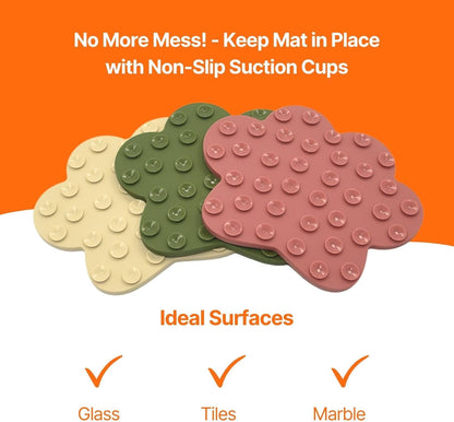 Lick Mat for Dogs & Cats 3 Pack, DOOGUES Slow Feeder Mat for Anxiety Relief, Non-Slip Suction Cups, Spread with Peanut Butter, Yoghurt or Treats, Suitable for Small and Medium Pets (Pink Green Beige)