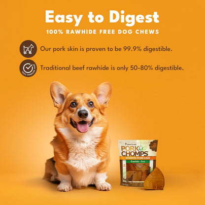 Pork Chomps Roasted Pork Skin Dog Chews, Ear Shapes, 10 Count
