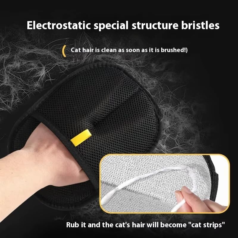 Reusable Pet Hair Removal Glove, Black Mesh, One Size Fits All, Washable Lint Cleaning Mitt with Ergonomic Design for Deep Detail Cleaning