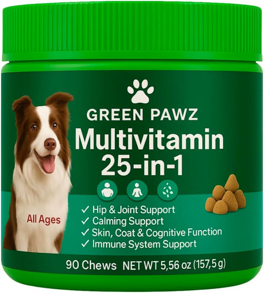 Dog Multivitamin – 90 Soft Chews for Hip & Joint, Skin & Coat, Digestion, Immunity – Glucosamine, Probiotics & Omegas – All Ages & Breeds – Chicken Flavor