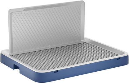 Indoor Dog Potty Tray with High Wall,25.59"X19.69" Pee Pad Holder,Dogs Litter Box,Mesh Training Toilet for Puppy and Small Size Dog,Housebreaking Supplies, Pet Products (Blue)