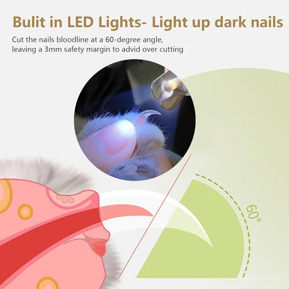 Dog Nail Clippers with LED Lights Low Noise Dog Nail Grinder with 3 Grinding Port for Large Medium Small Cats Dogs Pet Nail Trimmer Cutters Rechargeable Cat Nail Clippers