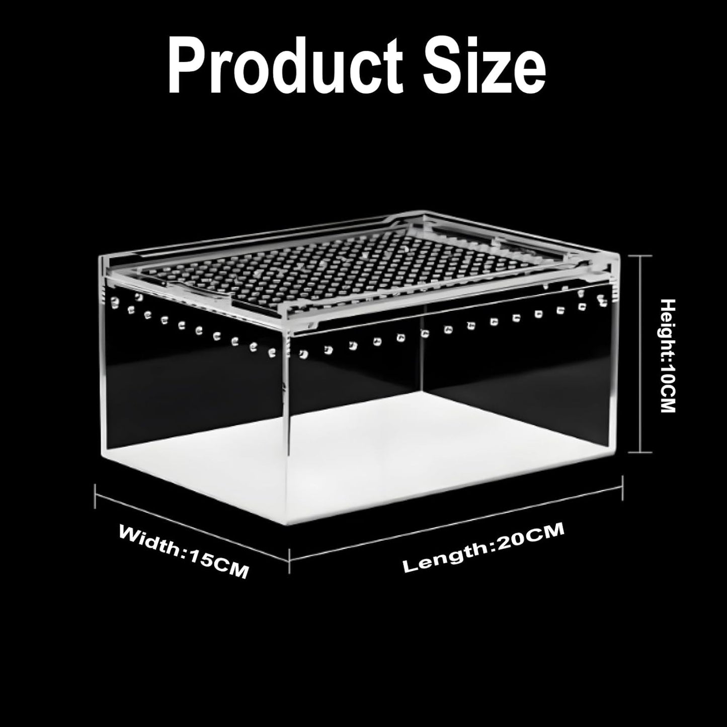 20x15x10cm Reptile Terrarium,Small Plastic Terrarium for Lizards Frogs Snakes,Transparent Spider Scorpion Insect Enclosure with Ventilation,for Pet Breeding Molting and Isolation Habitat