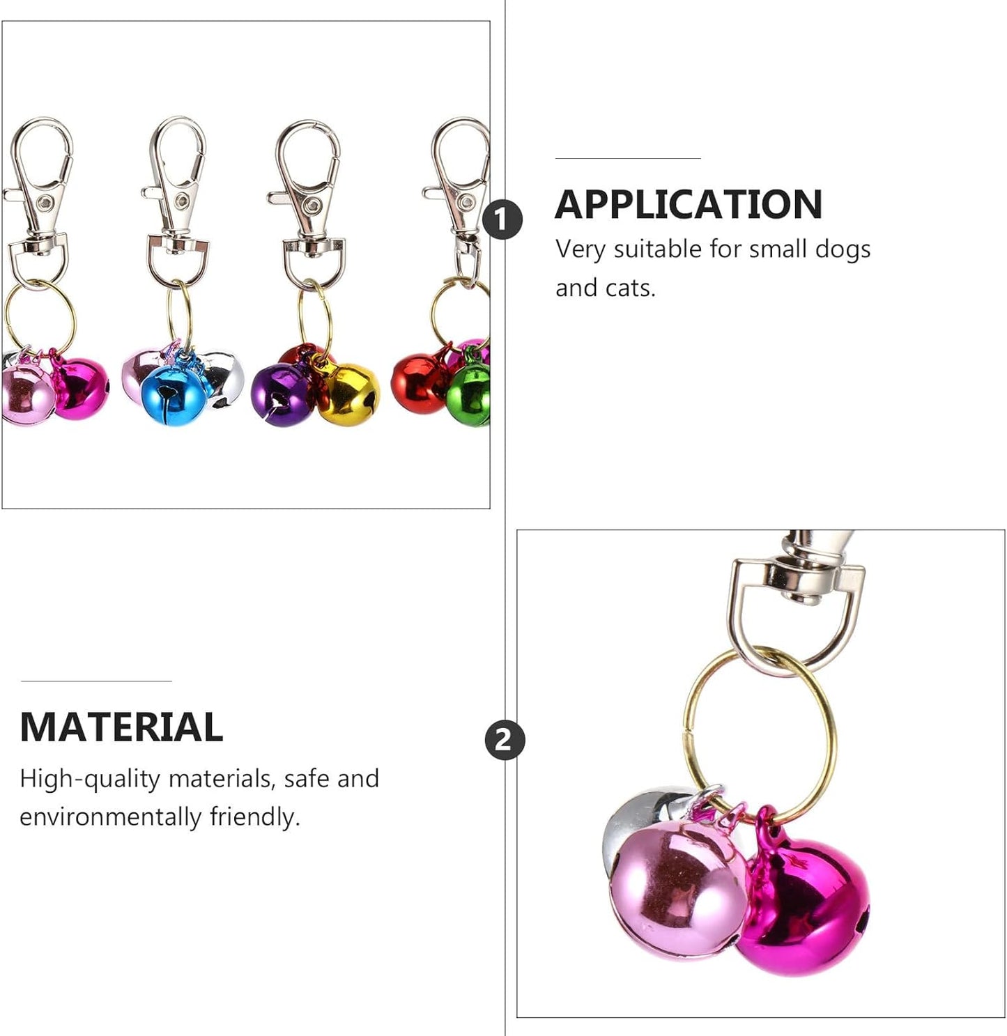 Cat Bells 4Pcs Copper Pet Collar Bells with Keychain Pendant for Cat Training and Necklace Supplies Loud Jingle Sound Suitable for and Small Pets Random Color Random Color