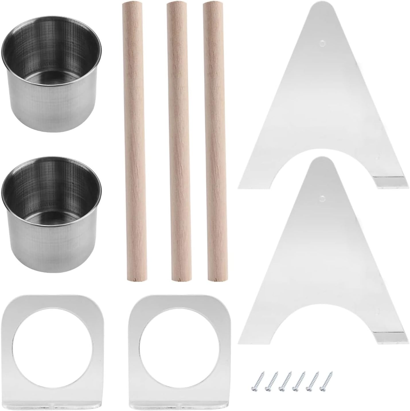 Multipurpose Pet Bird Parrot Stand Platform, Durable Wooden and Plastic Birdcage with Feeder, Non - Eco - Friendly Design for Small and Medium Birds, Includes Two Cups and Sc