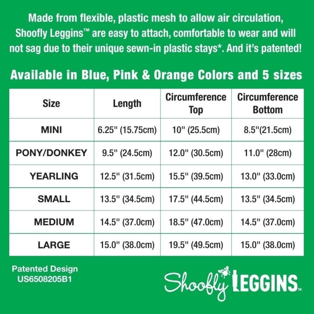 SHOOFLY Horse Leggins, Prevent Paintful Fly Bites, Reduces Stress & Stomping, Chemical-Free Plastic Mesh Material (Orange/Medium)
