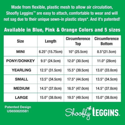 SHOOFLY Horse Leggins, Prevent Paintful Fly Bites, Reduces Stress & Stomping, Chemical-Free Plastic Mesh Material (Orange/Medium)