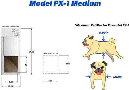 Power Pet Automatic Pet Door - Medium Door Mount - Pet Activated - Motorized - Safe Gravity Closure with Anti Pinch - Dead Bolt Lock - 4 Way Access - Dual Range Control - Air Tight