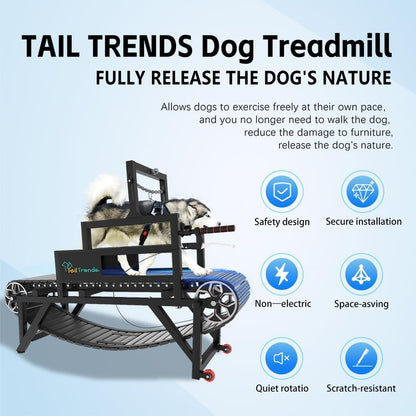Dog Treadmill: Multi-Functional with Brake & Resistance Adjustment, Suitable for Large & Medium Dogs, Supports Up to 300 lbs, Easy to Move Indoors & Outdoors - Dog Treadmill for Healthy Exercise
