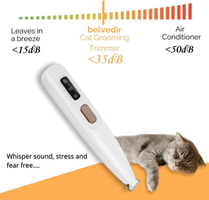 Belvedir Cat Grooming Trimmer, Belvedir Cat Trimmer, Cordless Pet Shaver, Low Noise Waterproof Rechargeable, for for Cats, Small Dogs & Animals Paws, Ears, Rump, Face, Eyes