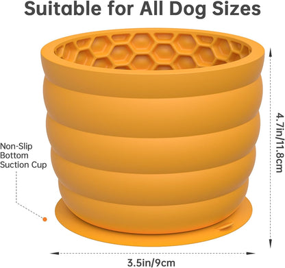 NiHome Silicone Dog Slow Feeder Bowl with Honeycomb Lick Mat for Small to Large Dogs, Slows Eating & Aids Anxiety Relief, Promotes Calm Behavior, Dishwasher Safe & Freezer-Friendly, Non-Toxic Material