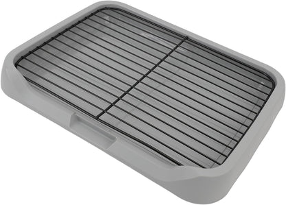 Dog Training Toilet, Puppy Potty Training Tray with Removable Mesh Design, Stable Structure Prevent Tipping for Small Medium Dogs, Indoor Dog Litter Box with Shovel and Net Frame