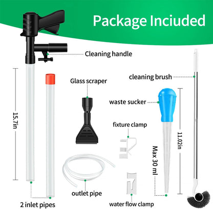 Aquarium Gravel Cleaner,Fish Tank Cleaner,Manual Vacuum Water Changer with 30ml Aquarium Vacuum Waste Remover Dropper, Cleaning Brush,Use for Water Changing Gravels Sand Washing