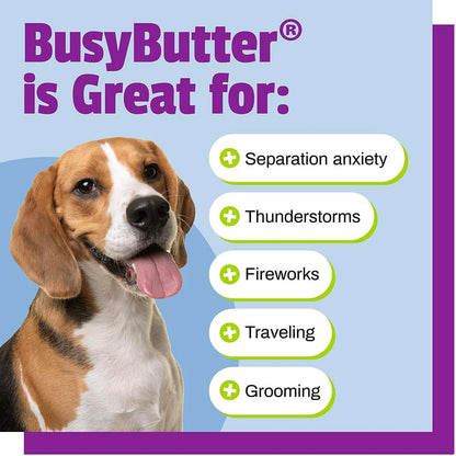Pet Naturals BusyButter Easy Squeeze Calming Peanut Butter for Dogs, 6 Pouches - Great for Treats, Lick Mats, Training, Calming, and Occupier Toys