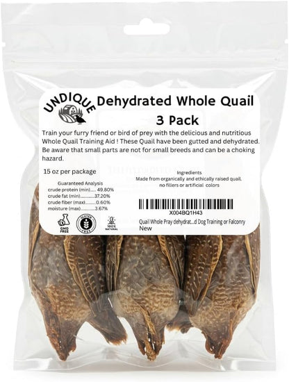 Quail Whole Pray dehydrated for Bird Dog Training or Falconry