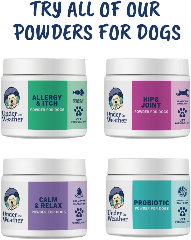 Under The Weather Pet Probiotic Powder for Dogs | Vet Formulated Dog Probiotics Supplement Filled with Good Bacteria | Promotes Healthy Digestion, Appetite, and Strong Immune System| 120 Servings