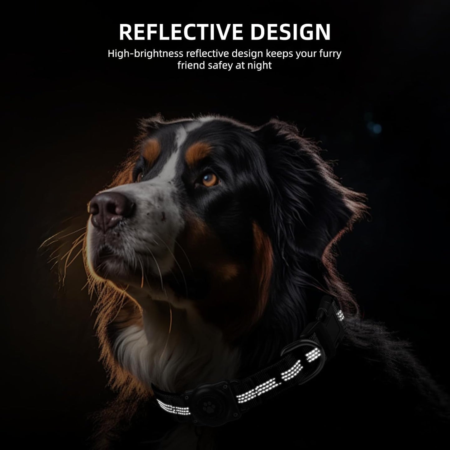 Upgraded AirTag Dog Collar, IP68 Waterproof Air Tag Dog Collar Holder, Reflective, Ultra-Durable, Comfortable Padded, Heavy Duty Dog Collars for Small Medium Large Dogs (L (14.8"-20.3"), Black)