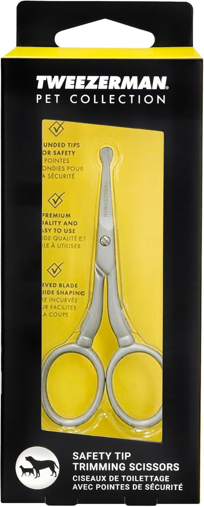Tweezerman Pet Grooming Scissors, Stainless Steel Rounded Tip Trimming Shears for Dogs and Cats