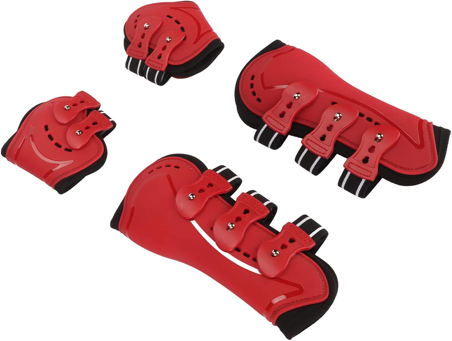 Fetlock Horse Boots, Lightweight Breathable Horse Hind Leg Boots, Jacquard Elastic Band with Anti Slip Technology, Wearproof Fetlock Boots for Show Jumping and Training, Red