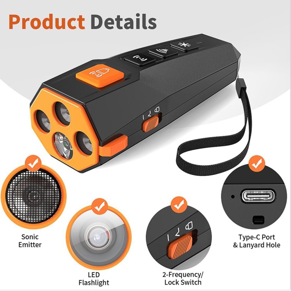 Anti Barking Device, 3X Emitter Power with 3X Stronger Coverage Most Effective Dog Bark Deterrent, Most Effective Training, User-Friendly, Dog Whistle to Stop Barking, Barking Silencer, Rechargeable