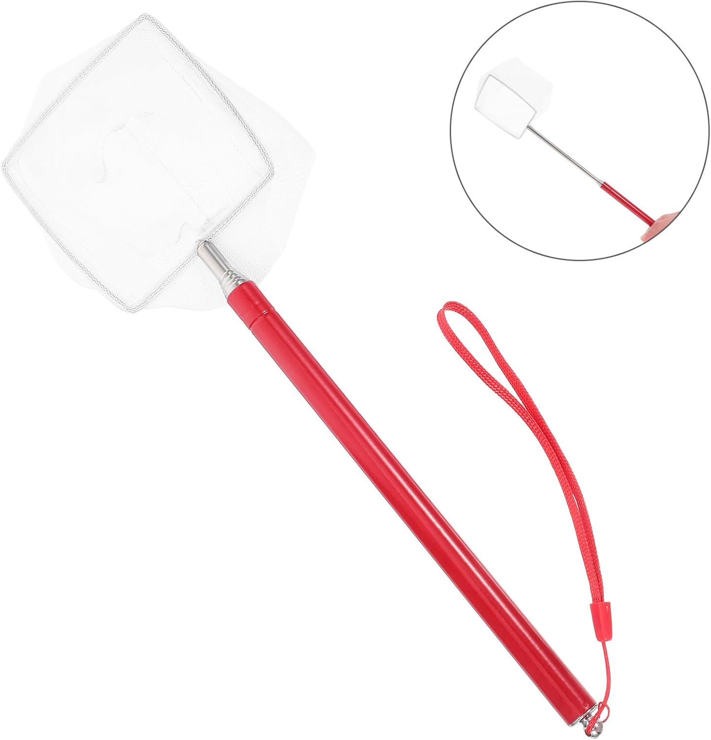 Gadpiparty Small Shrimp Net with Telescopic Handle, Portable Fine Mesh Fish Tank Net for Aquarium Maintenance, Red Mini Extendable Shrimp Catcher for Fish Tank and Pond Accessories
