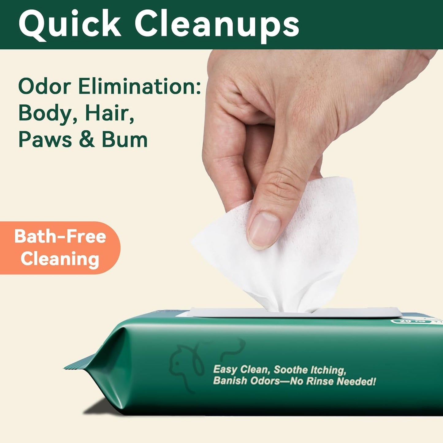 ECO PET Glove Wipes – Dog & Cat Cleaning Gloves Wipe | Bath Wipes with Coconut Oil, Sea Buckthorn, Kakadu Plum, Oat Extract | Pet Grooming Paw, Fur & Butt Wipes | Glove-Style Wet Wipes