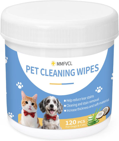 Pet Cleaning Wipes for Dogs and Cats, Tear Stain and Eye Discharge Removal, Coconut Oil Formula, 480Count