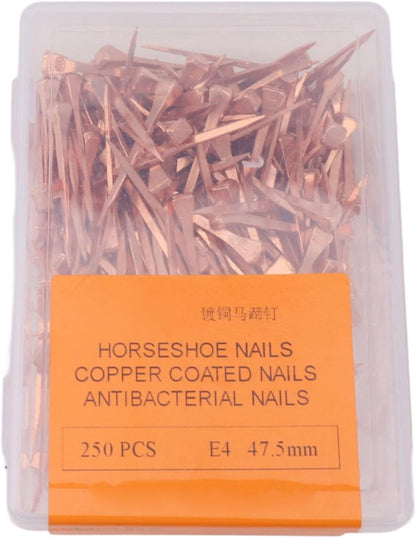 Horseshoe Nails, 250Pcs Copper Plated Rustproof Horse Training Equestrian Sports Riding Equipment Pet Supplies for Securing Firmly (47.5mm E4)