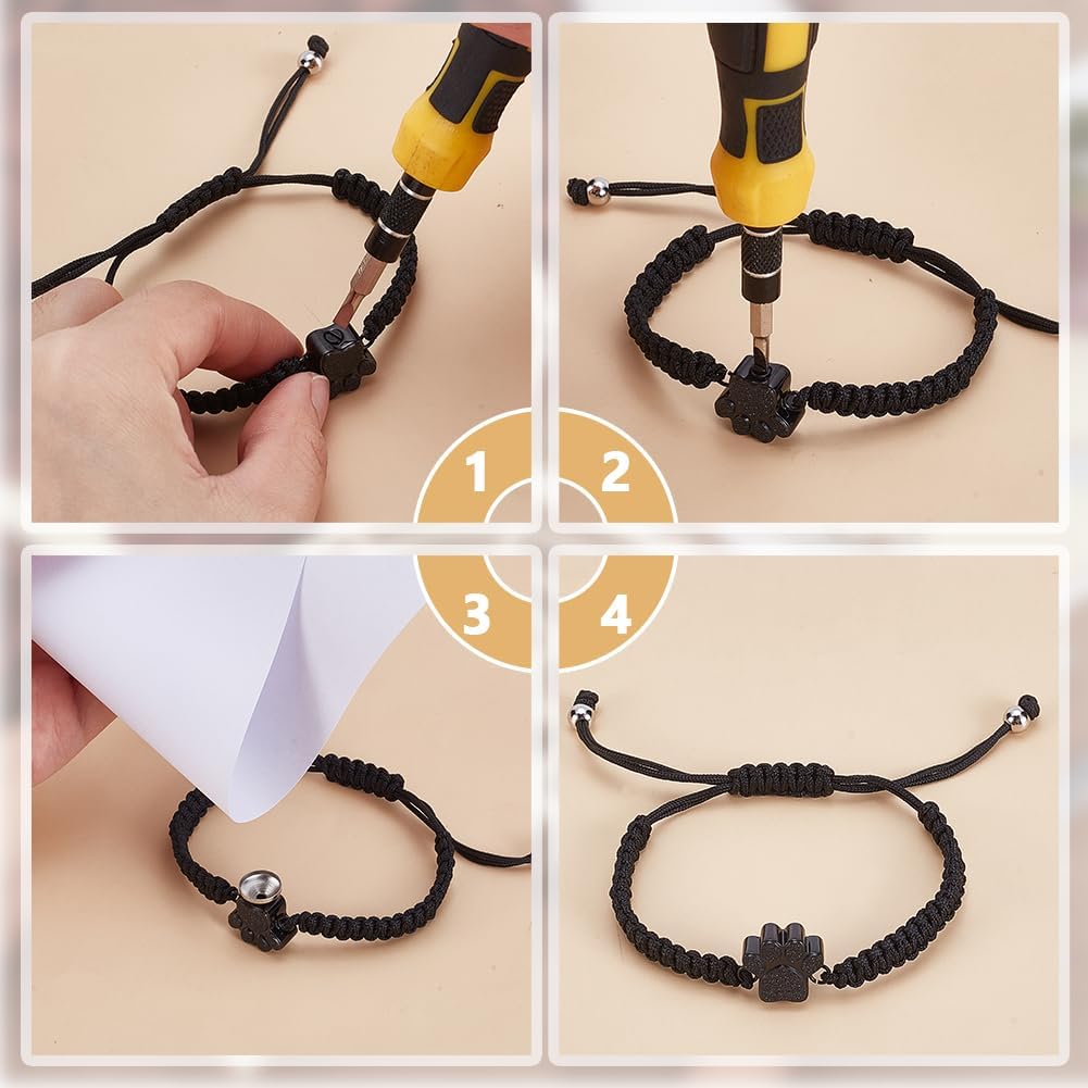 UNICRAFTALE Adjustable 3/4~3 inch Pet Memorial Bracelet 304 Stainless Steel Cremation Jewelry with Paw Print Design Complete Tool Kit for Ashes Keepsake Gift for Pet Loss