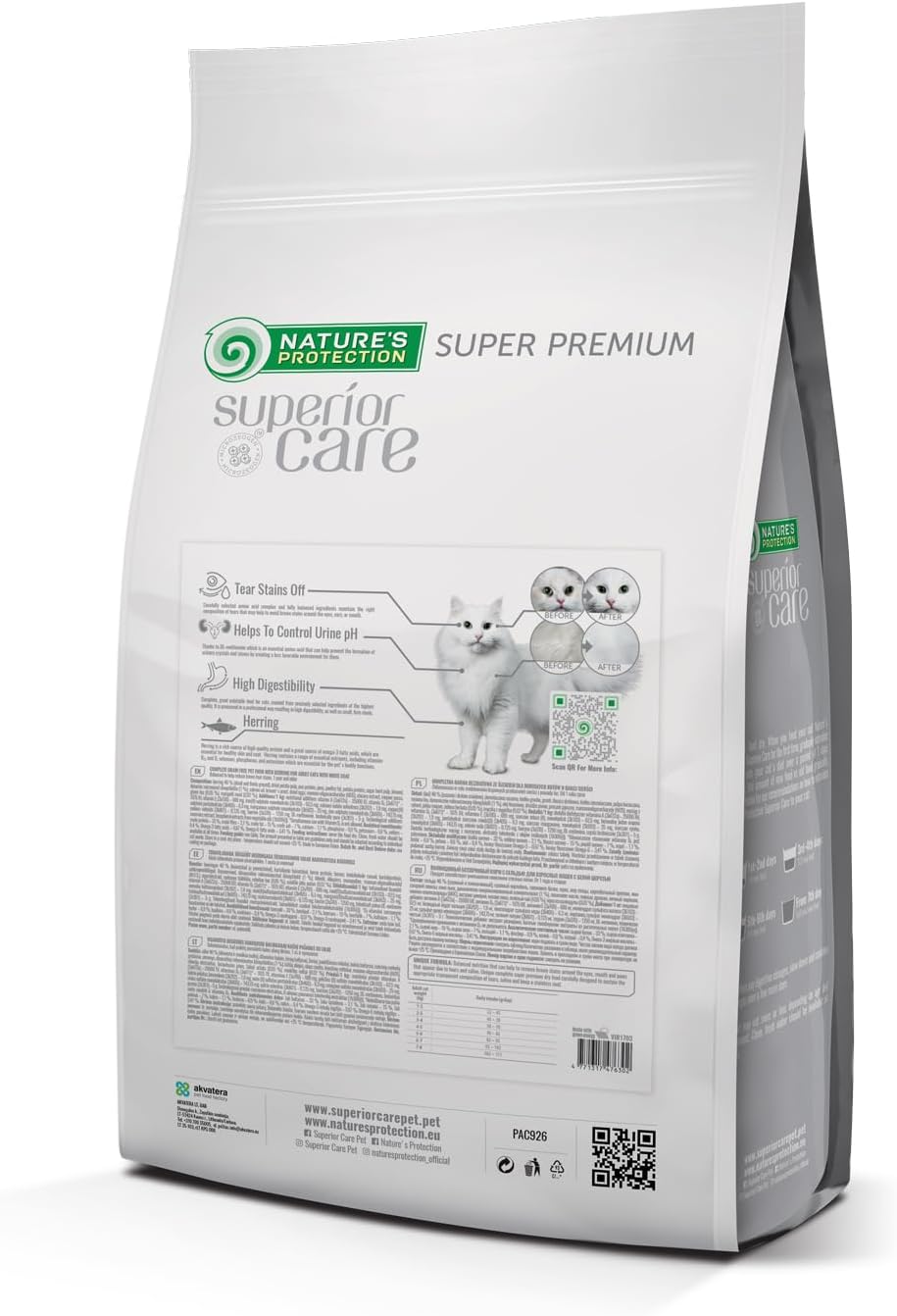 Nature's Protection Dry Cat Food & Dental Treats Bundle: Grain Free Dry Kibble 3.3 lb + Chews for Cat Teeth Cleaning 2.64 oz, No Tear Stains or Hairball (Superior Care - Herring, Poultry)