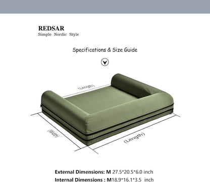 Dog Bed, Waterproof & Scratch-Resistant Puppy Mat for Small Dogs/Cats, Washable Pad Sofa Pet Bed with Removable Cover (Medium Size Green)