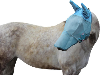 Derby Originals Reflective Mesh Fly Mask with 1 Year Warranty Includes Ears and Nose Cover,Summer Blue,Large (Full/Average),72-7109SB-L