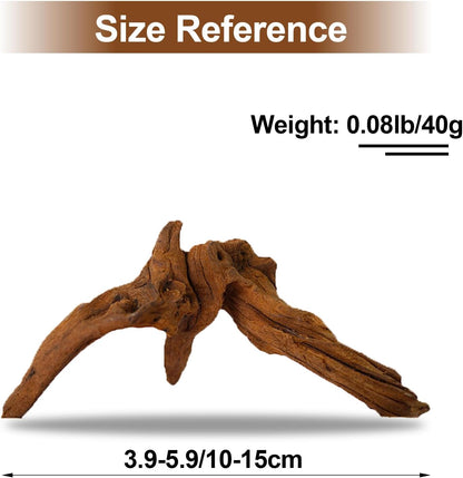 Natural Aquarium Decoration Driftwood Tree Trunk with Rockery View, Unique Dead Wood Root Hideouts for Fish & Reptiles, Landscape Enhancer (Random Shape, 10-15cm Length)