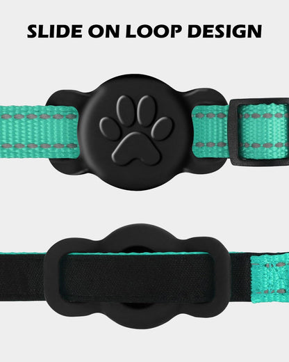 Dynmeow Dog Cat Collar Holder Compatible with Airtag, Anti-Lost Silcione Holder for 3/8 and 5/8 Inch Wide Collars, Black, S(1 Pack)