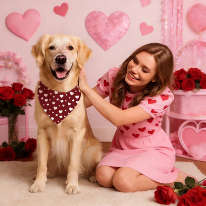 Valentine's Day Dog Bandana, Red Love Pets Bandana, Valentine's Day Pet Photoshoot Accessories, Adjustable Triangle Dog Scarf for Small Medium Dogs, Adjustable Pet Neckerchief