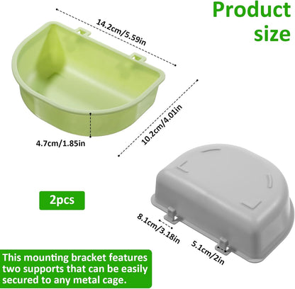 2 Pack Feeder, Hanging Food Bowl Feeder Food and Water Container for Wire Cage Feeding Dish Hanging Cups for Birds Hamsters Mice Rats Guinea Pig Small Pets