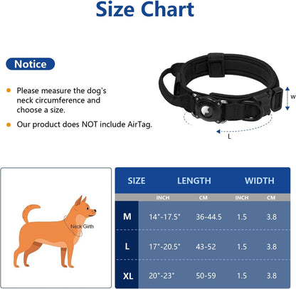 2026 New and Improved AirTag Dog Collar, Military Tactical Dog Collar with Integrated AirTag Holder - Adjustable Control Handle, Durable Metal Buckle, Comfortable GPS Dog Collars (Black,L)