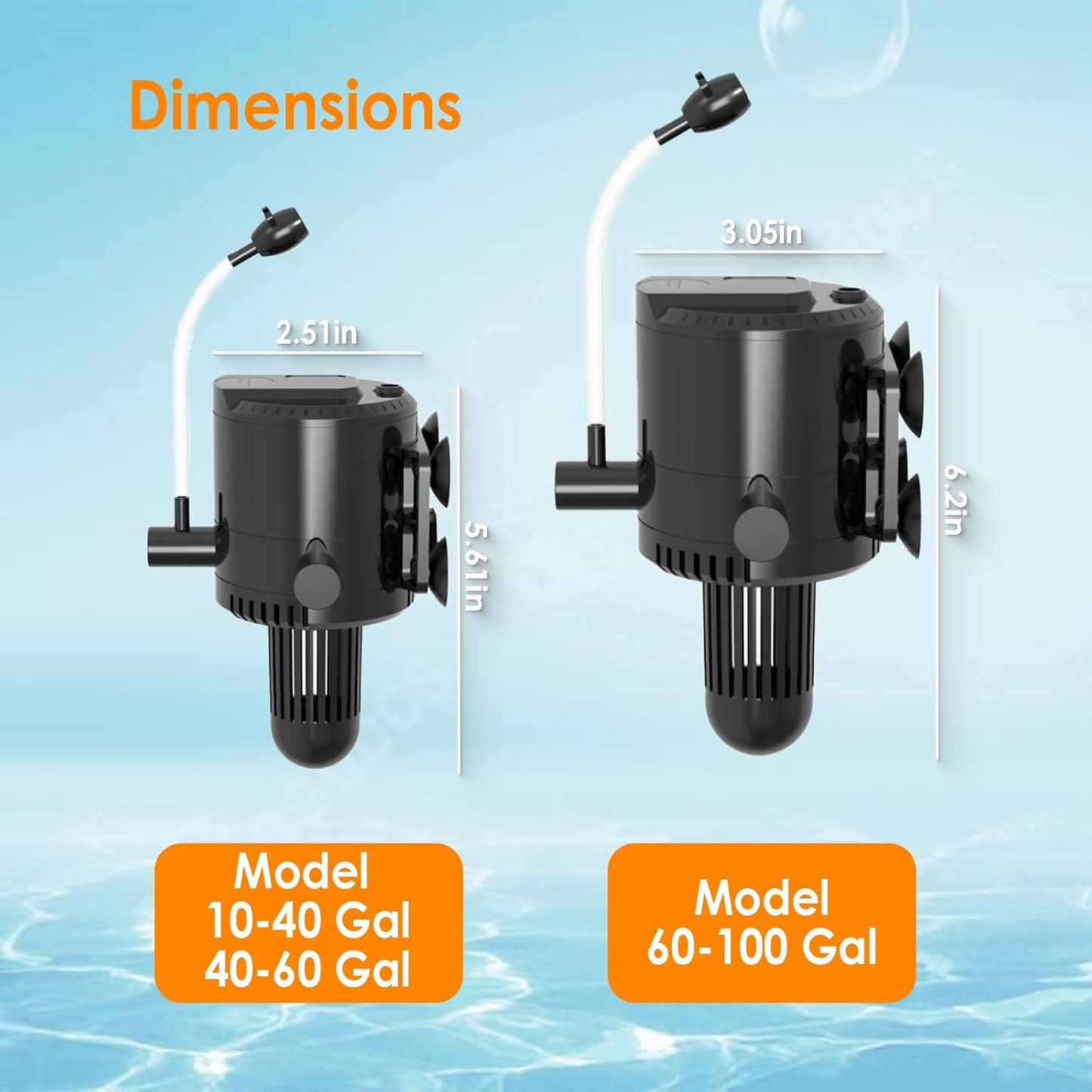 AquaMiracle Aquarium Powerhead Pump with Double Water Outlet & Aeration, 320GPH Fish Tank Water Pump Wave Maker for Aquarium, Submersible Aquarium Circulation Pump for 60-100 Gallon Tanks