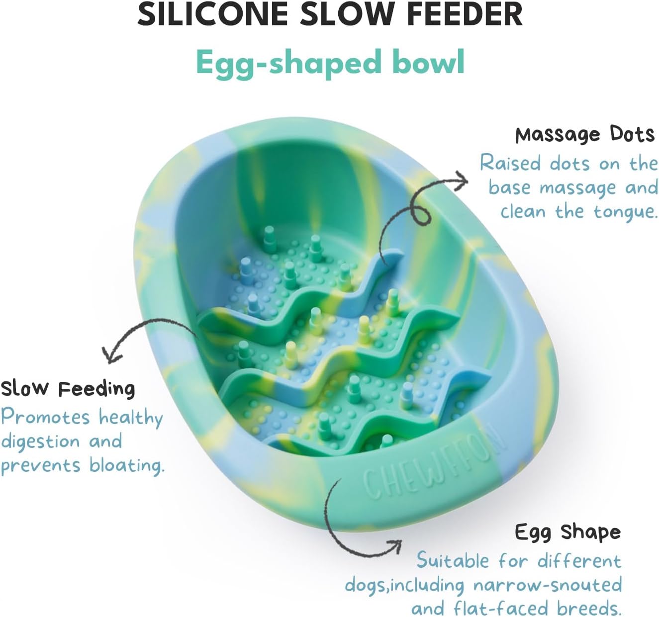 CHEWFFON Interactive Dog&Cat Lick Mat Bowls, BPA-Free Silicone Dog Slow Feeder with Suction Cups, Non Slip Food Bowl for Dogs and Cats, Reduces Boredom and Anxiety, Dishwasher Safe, Green Small