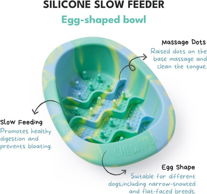 CHEWFFON Interactive Dog&Cat Lick Mat Bowls, BPA-Free Silicone Dog Slow Feeder with Suction Cups, Non Slip Food Bowl for Dogs and Cats, Reduces Boredom and Anxiety, Dishwasher Safe, Green Small