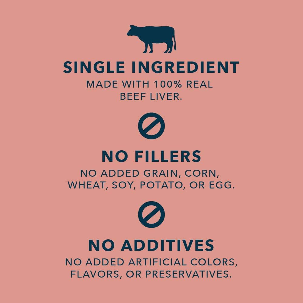 Amazon Brand - Wag Freeze-Dried Raw Single Ingredient Dog Treats, Beef Liver, High Protein, Health Training Treats or Meal Topper for all Dogs, Grain-Free, 3.3 Ounce (Pack of 1)