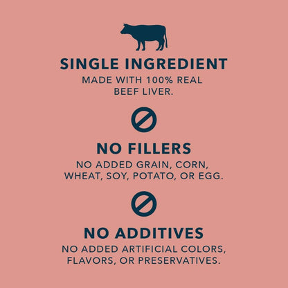 Amazon Brand - Wag Freeze-Dried Raw Single Ingredient Dog Treats, Beef Liver, High Protein, Health Training Treats or Meal Topper for all Dogs, Grain-Free, 3.3 Ounce (Pack of 1)