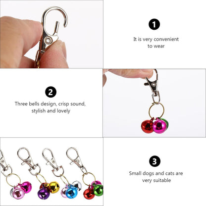 Cat Bells 4Pcs Copper Pet Collar Bells with Keychain Pendant for Cat Training and Necklace Supplies Loud Jingle Sound Suitable for and Small Pets Random Color Random Color