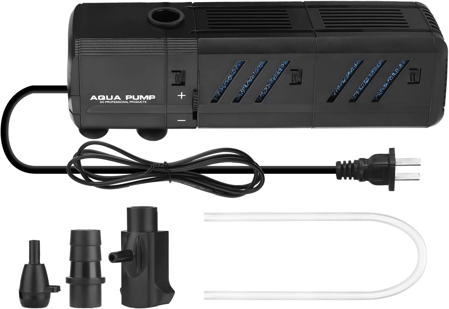 Submersible Aquarium Internal Filter 8W, Adjustable Fish Tank Filter with 200 GPH Water Pump for 10-50 Gallon Fish Tank Black