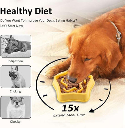 Hound Medium Slow Feeder Bowl, Puzzle Maze for Fast Eaters, Small to Medium Dogs, Helps Prevent Bloat & Aid Digestion, Holds 2 Cups Wet or Dry Food, Non-Slip, Made Without BPA