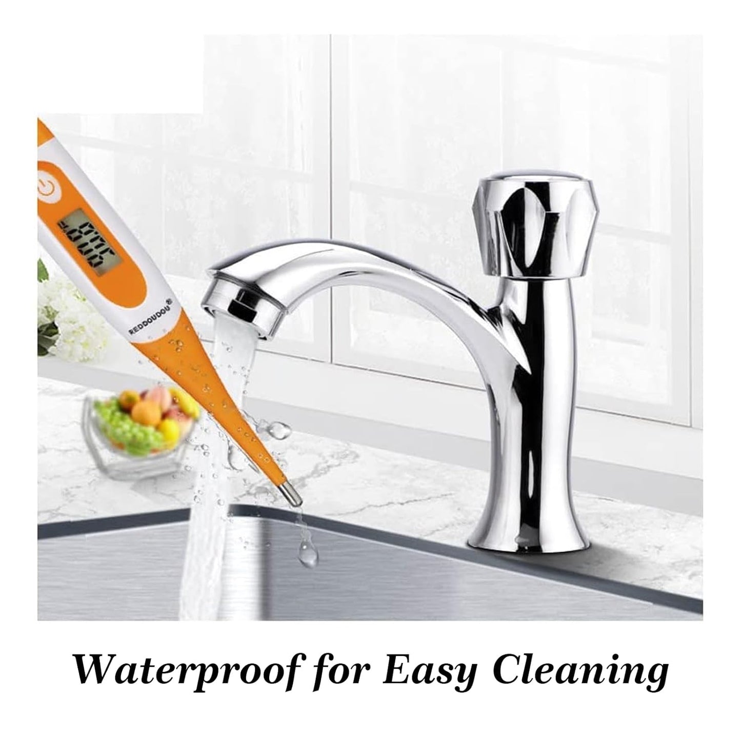 Digital Pet Thermometer for Accurate Fever Detection, Suitable for Cats/Dogs/Horse/Veterinarian, Waterproof Pet Thermometer, Fast and Accurate Measurements in 20 Seconds (Orange)