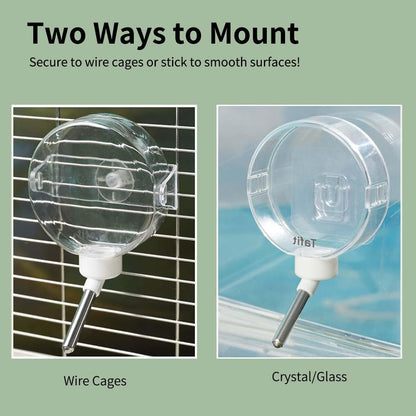 Marchul Adhesive Hamster Water Bottle No Drip with Sticky Hook & Clips for Acrylic Hamster Tank and Cages with Width Less Than 0.4inch