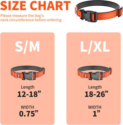 Thickened Padded Durable Dog Collar, Adjustable, Ultra-Durable, Suitable for Small, Medium, and Large Breed Pet Collars (Orange, L)