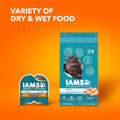 IAMS Proactive Health Indoor Weight Control & Hairball Care Adult Dry Cat Food, Chicken & Turkey Recipe, 7 lb. Bag
